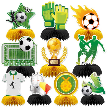 DTOFOOT 10Pcs Soccer Party Decorations, Soccer Birthday Party Decorations Soccer Ball Birthday Honeycomb Centerpiece Soccer Them