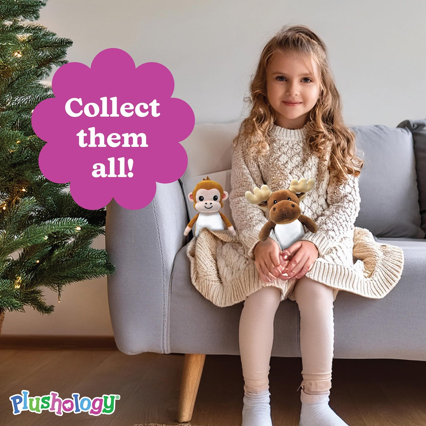 PLUSHOLOGY Squishy Monkey Stuffed Animal; Ultra Soft and Cuddly Plush Toy for Kids 3 Years Old to mature-themeds; Child-Safe Embroidered Eyes adds a Unique Aesthetic; (6 Tall)