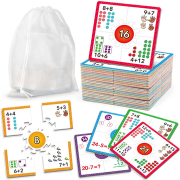 Torlam Addition And Subtraction Puzzle Cards Math Manipulatives Kindergarten Math Games For Kids, Homeschool Supplies Classroom Must Haves Preschool Learning Games Math Flash Cards Puzzles Toys