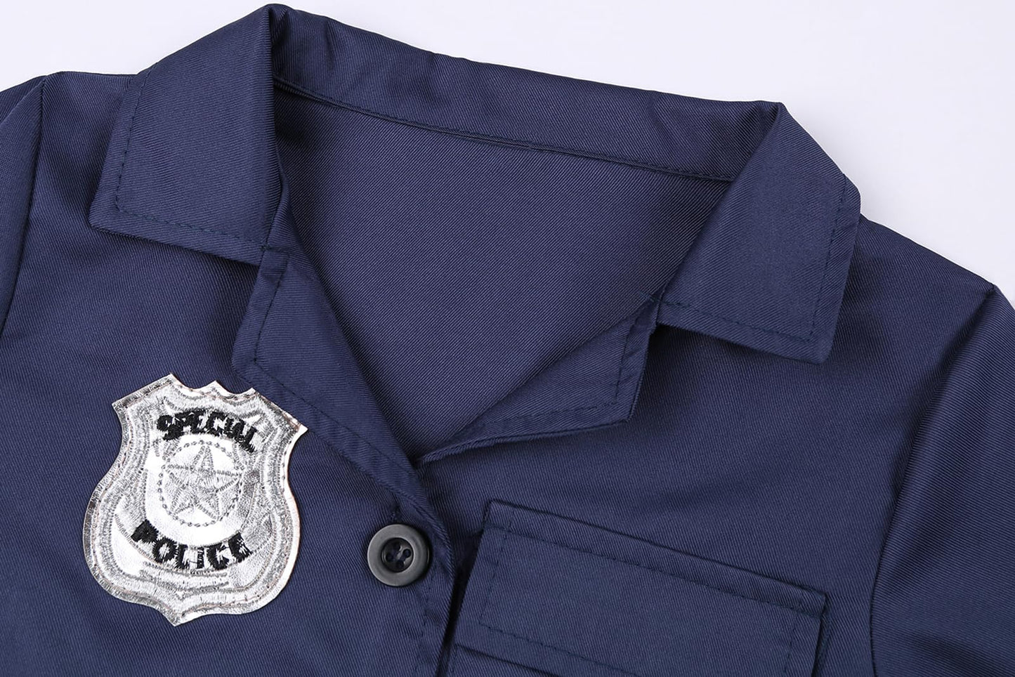 Koatobbor Girls Police Officer Costume Kids Cop Outfit For Halloween Cosplay Costume With Badge Necklace (3-4 Years)