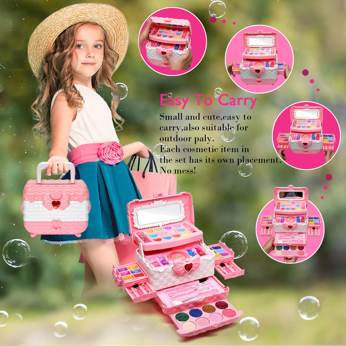 Kids Makeup Kit for Girl - Kids Makeup Kit Toys for Girls,Play Real Makeup Girls Toys,Washable Make Up for Little Girls,Non Toxi