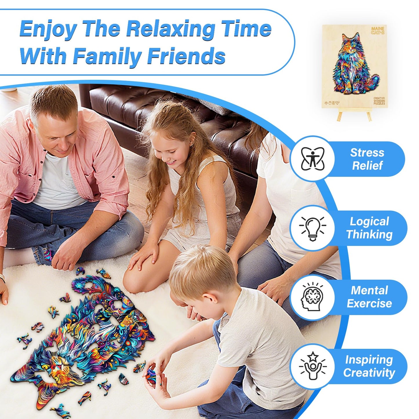 Wooden Puzzles for mature-themeds  Cat Puzzles  Wooden Jigsaw Puzzles for mature-themeds  315 Pieces Wood Puzzles mature-themed  Unique Animal Shape Wood Puzzle  Creative Puzzle Gifts for Women Family Game(17.3 * 13.5in)