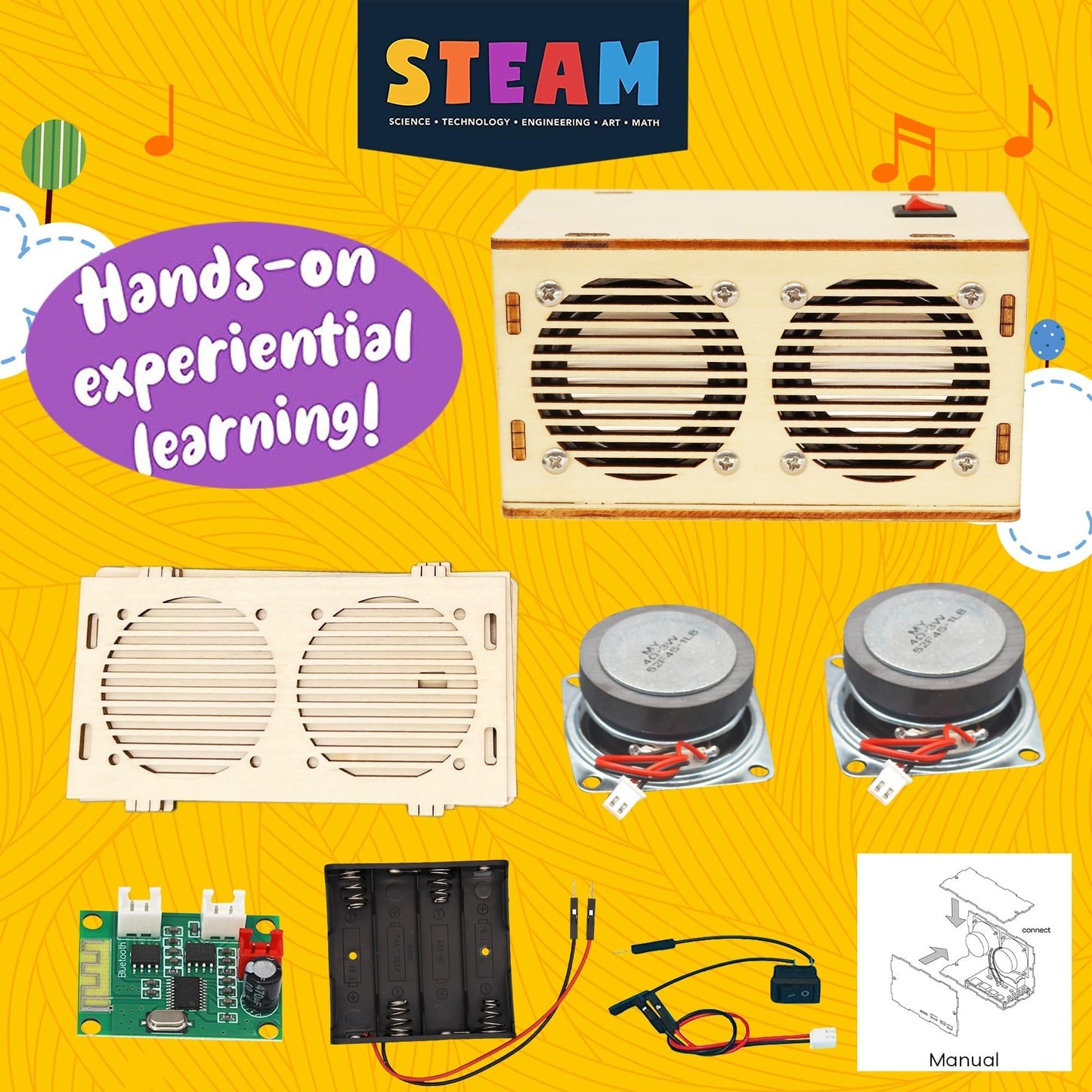 Diy Bluetooth Speaker Kit, Stem Projects For Kids Ages 8-12, Science Kits For Kids Age 12-14, Stem Kits For Kids Ages 10-12-14-16, Gifts For 9 10 11 12 13 14 15 16 Year Old Boys Teens (Wood)