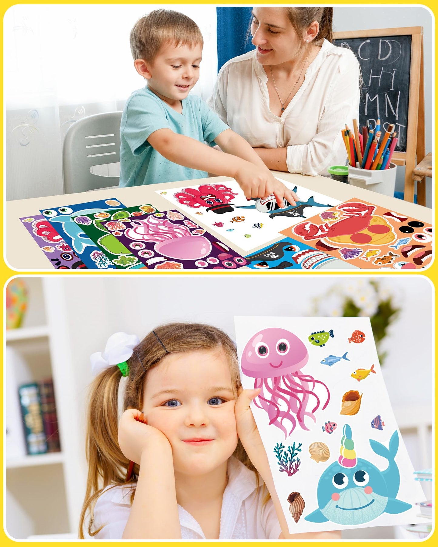 24 Pcs Make Your Own Sea Animal Sticker Sheets For Kids With Animal Party Favors Face Stickers For Kids Crafts Activities Gift B