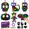 CY2SIDE 60PCS Day of The Dead Skeleton Scratch Card Gift Set for Kid, DIY Mexican Fiesta Scratch Paper Kit for Student School Ac