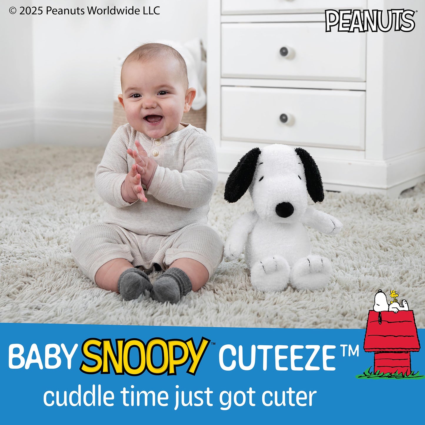 KIDS PREFERRED Peanuts Snoopy Plush Toy, 12" White Soft Stuffed Animal for Babies & Toddlers, Model 12195-A