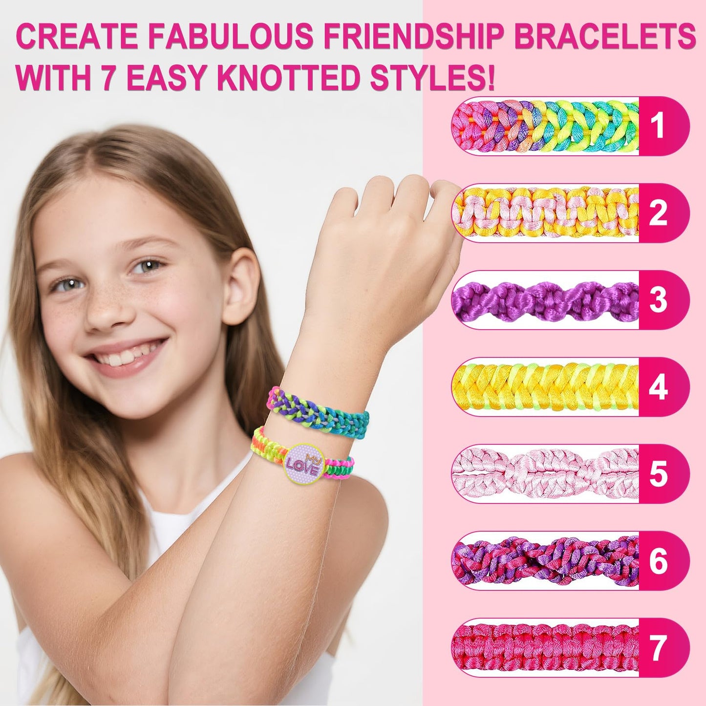 Gaitel Friendship Bracelet Kit for Girls - Arts and Crafts Toy and Birthday Gift for 6 7 8 9 10 11 12 Year Old Kids, DIY Craft S