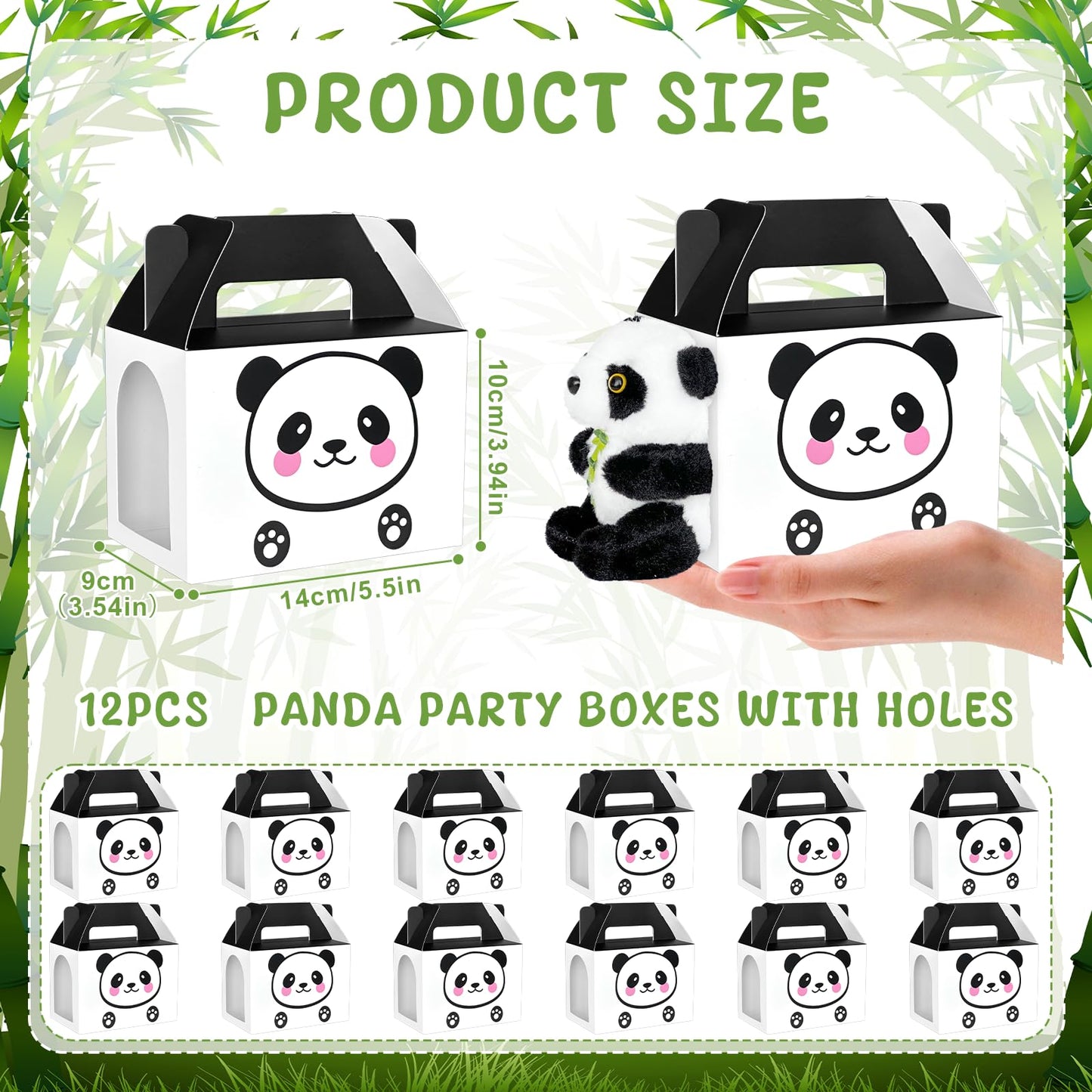 38 Pcs Adopt A Panda Party Favors Include 12 Mini Panda Stuffed Animals 12 Foldable Boxes 12 Adoption Cards 1 Adopt Sign 1 Fence