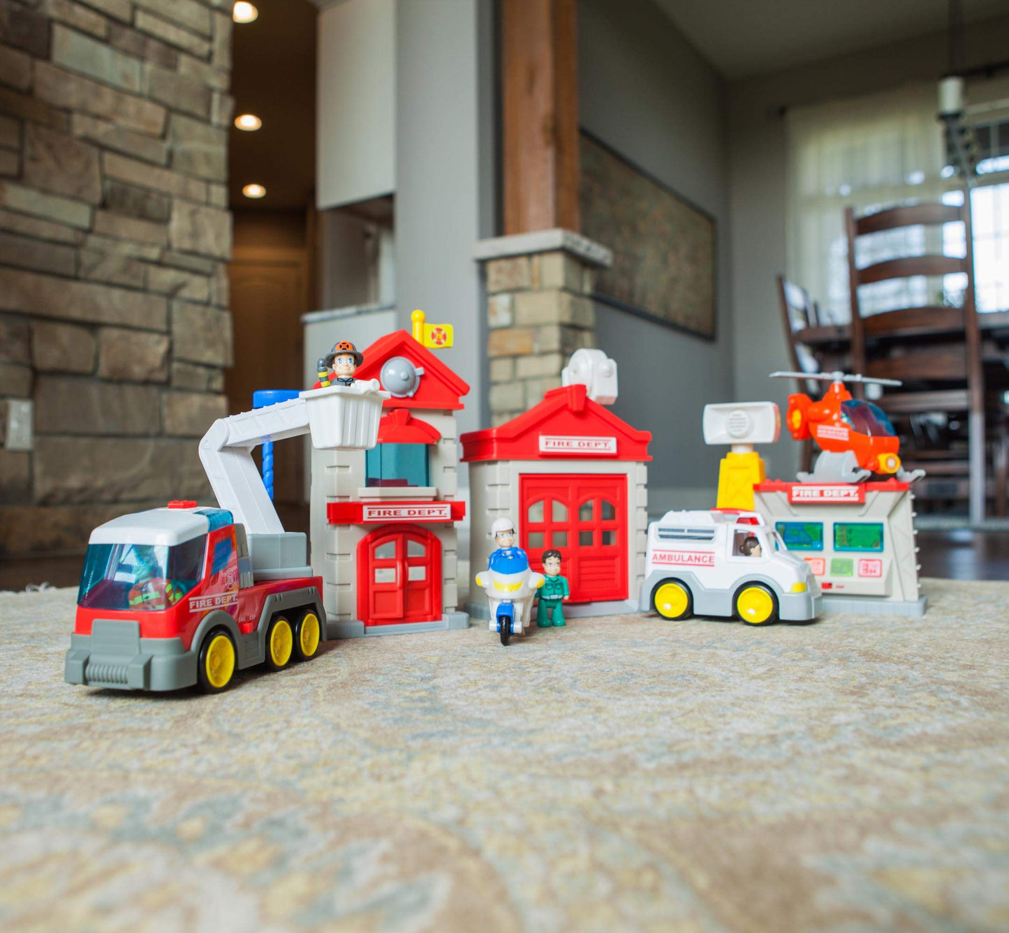 Fat Brain Toys Fire Station Playset - Model FB210 1 - Durable Polypropylene - Engaging Role Play for Kids