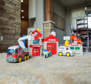 Fat Brain Toys Fire Station Playset - Model FB210 1 - Durable Polypropylene - Engaging Role Play for Kids