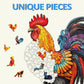 Wooden Puzzles For Adults, 100 Pieces Rooster Puzzles For Adults, Unique Puzzles Gifts For Women Men, Wooden Adult Puzzles (S-10.2 * 7.8In)