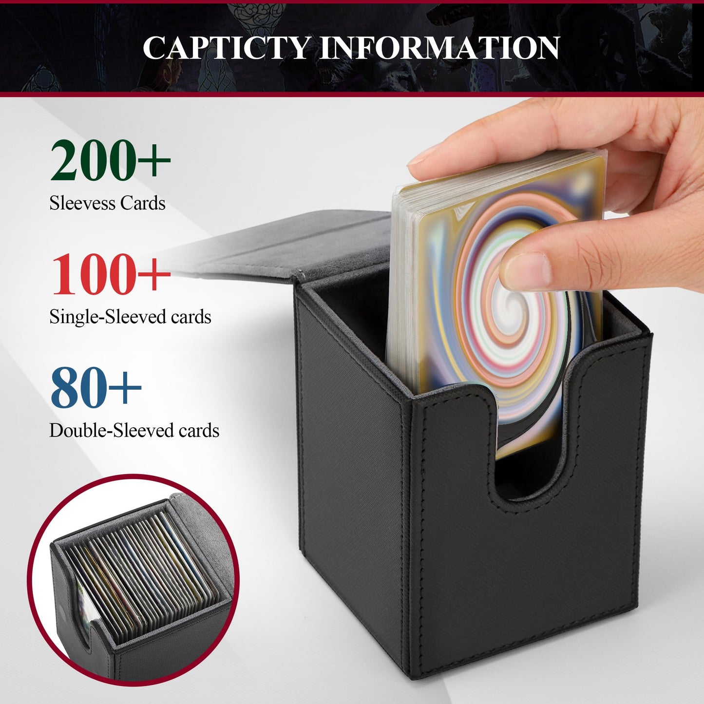 Tcguard Card Deck Box For Mtg Card Storage Box Holds 100 Plus Single Sleeved Cards, Microfiber Lining And Leather Card Box Compatible With Trading Card Games Tcg, Yugioh Cards, Etc. (Blue,Green,White)