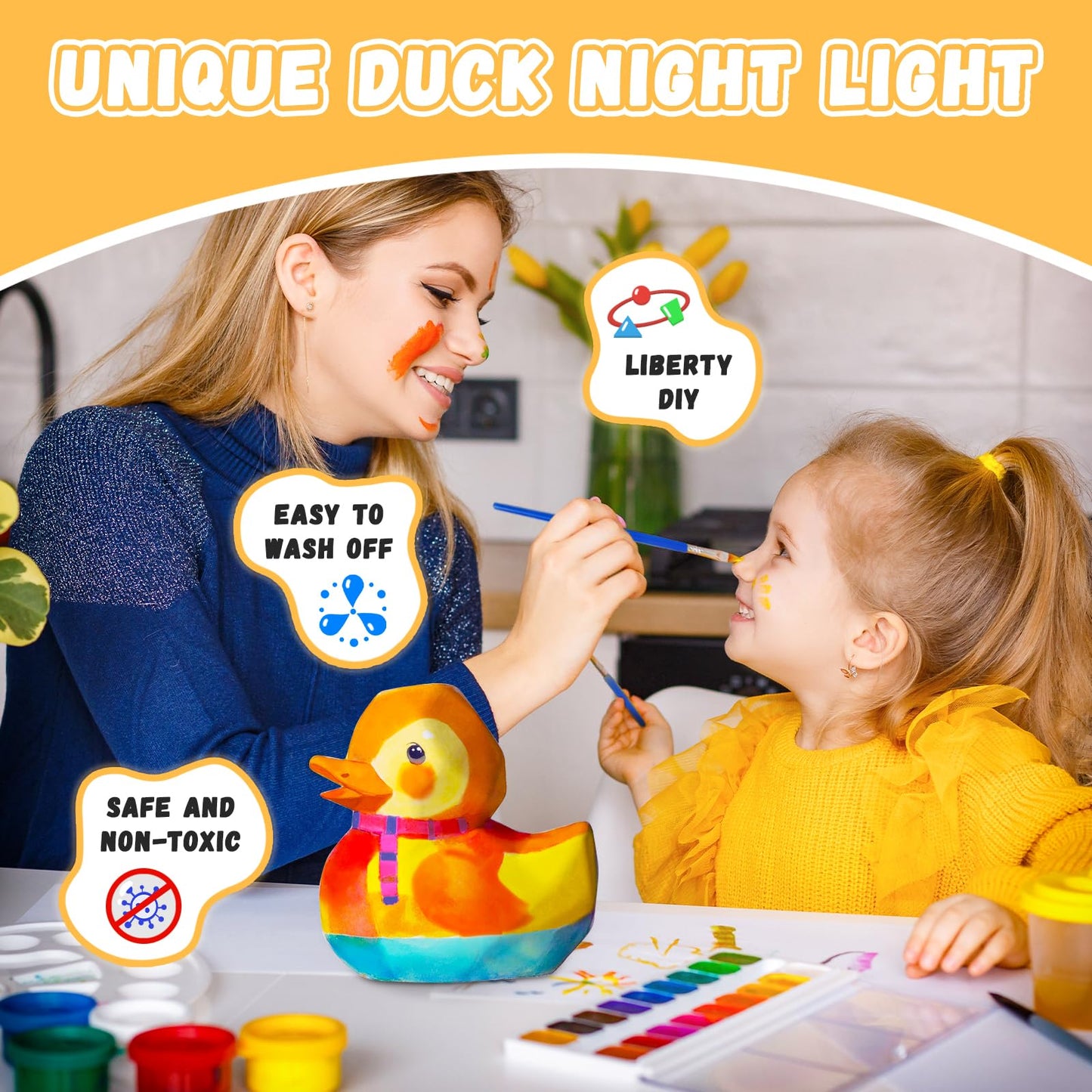 Loungelore Paint Your Own Duck Lamp Kit, Art Supplies Arts and Crafts for Kids Ages 8-12, DIY 3D Duckling Night-Light, Creativit