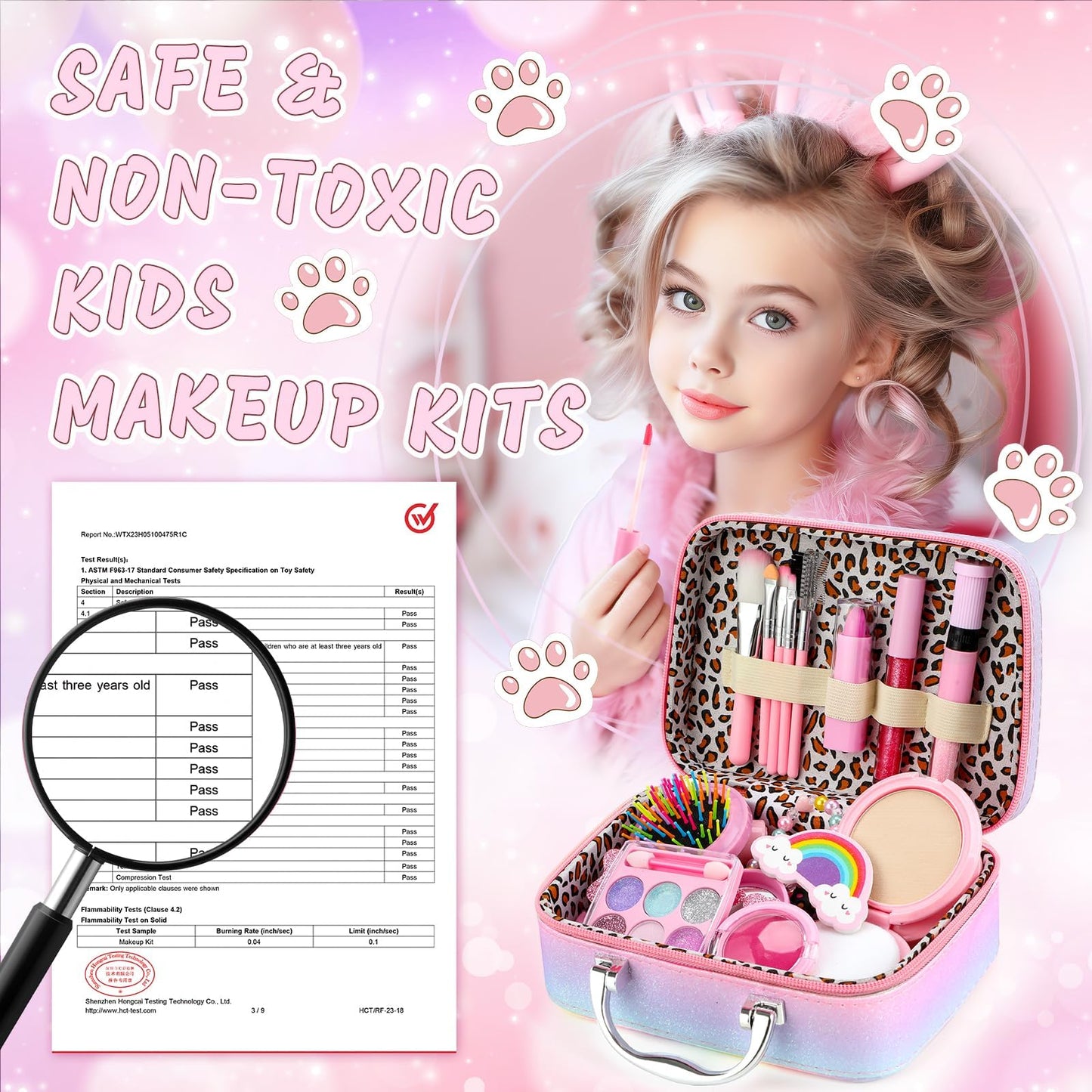 Kids Makeup Kit for Girls Toys, Kids Makeup Sets for Girls 5-8, Washable Real Makeup Kits for Little Girl Birthday Gifts Toys fo
