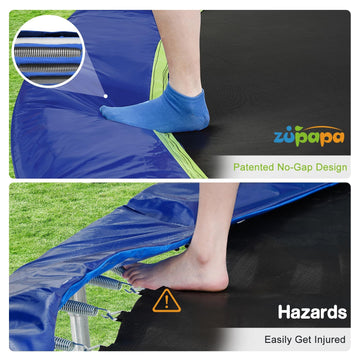 Zupapa Trampolines No-Gap Design 1500 Lbs Weight Capacity 16 15 14 12 10 8Ft For Kids Children With Safety Enclosure Net Outdoor Backyards Large Recreational Trampoline