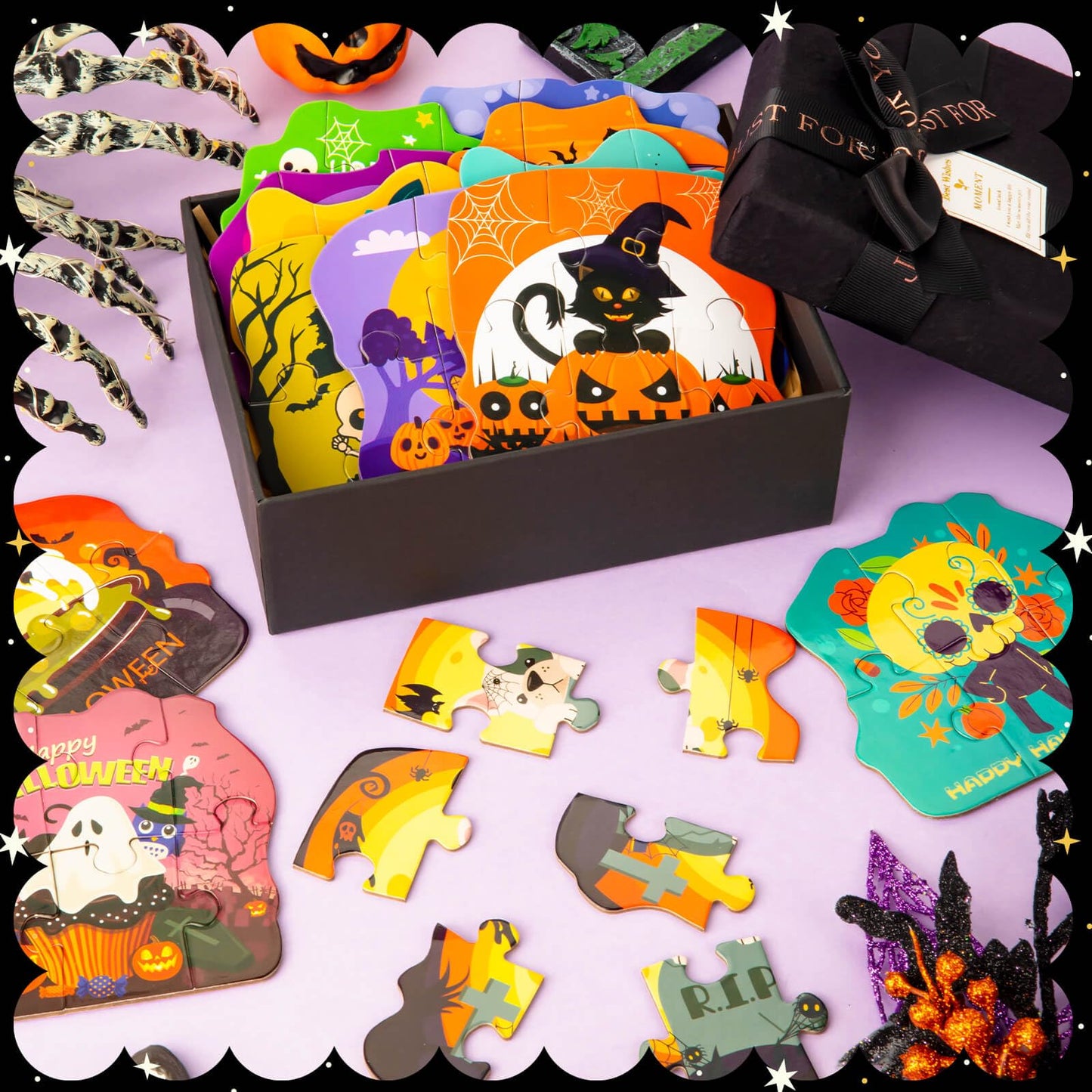 Hfaydzsw 24 Pack Halloween Puzzle For Kids, Halloween Party Favor Games, Halloween Jigsaw Puzzles Perfect For Classroom Rewards