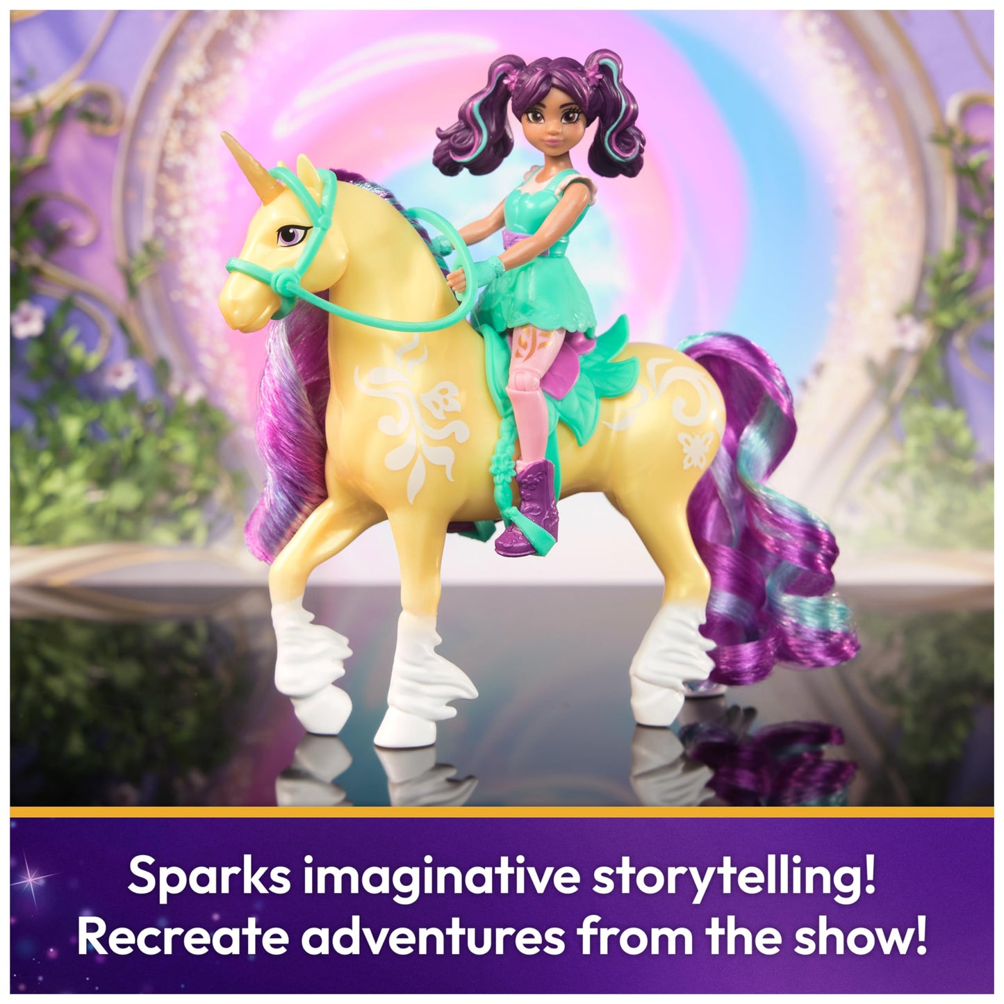 Unicorn Academy, Ava & Leaf Set With 2 Riding Accessories & Hair Styling Tool, Dolls & Unicorn Toys For Girls Ages 4 And Up