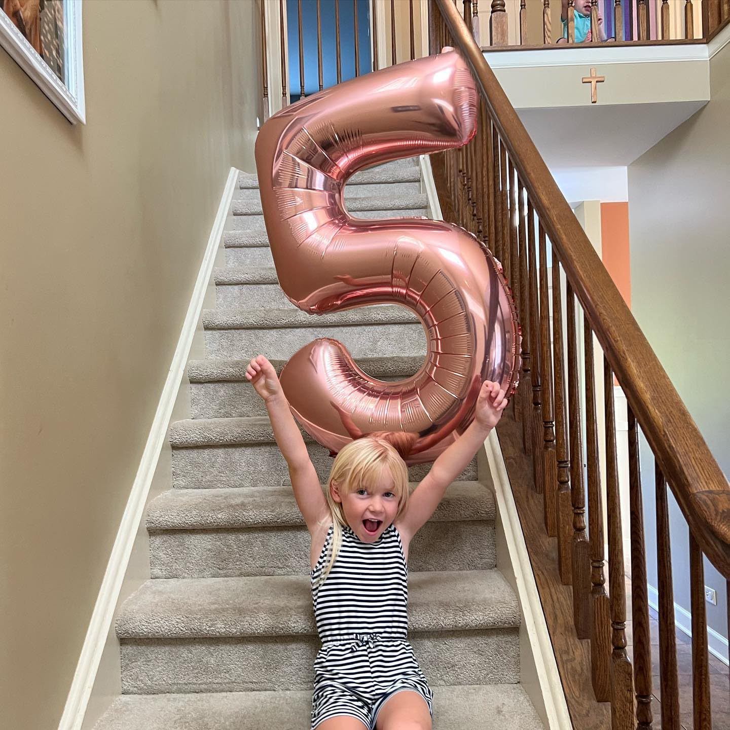 Rose Gold Number 5 Balloon 40 Inch, 5 Balloon Number, 5Th Birthday Decorations, Rose Gold Party Supplies For Boys Girls