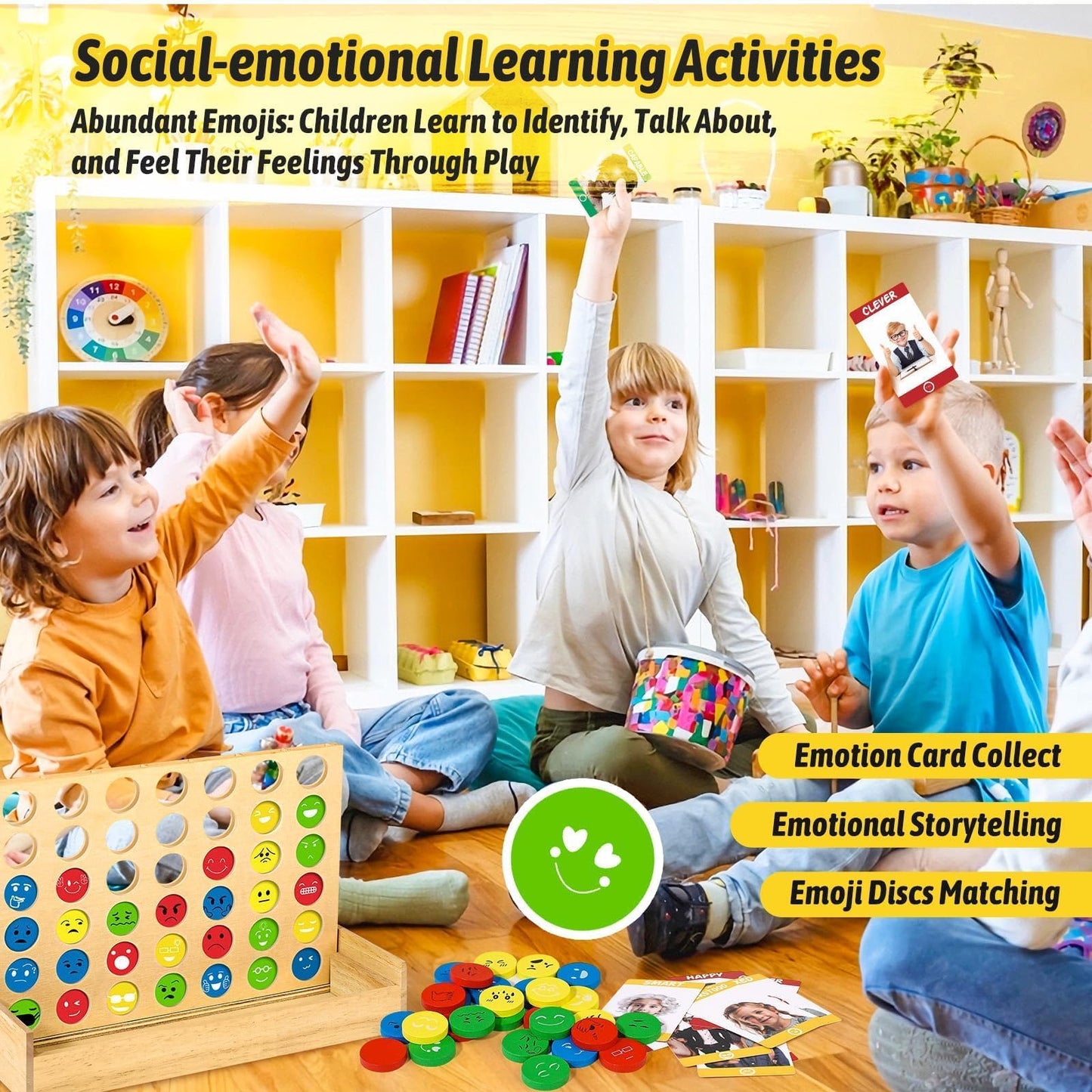Garybank Social Emotional Learning Therapy Games for Kids, 56 Emotion Cards, Coping Skills Activities, Vivid Color, Model Emk01