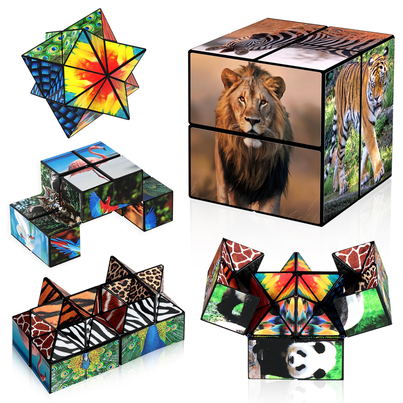 2 In 1 Star Cube Magic Cube Set, Infinity Cube Fidget Toy For Kids, Animal Toys For Ages 8-13, Travel Yoshimoto Cube For 6 7 8 9 10 11 Year-Old Boy Girls Gifts