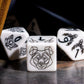 HDdais DND Dice Set, 7PCS Polyhedral Dice Set with Beast Pattern for Dungeons and Dragons, White D&D Dice for Role Playing Game