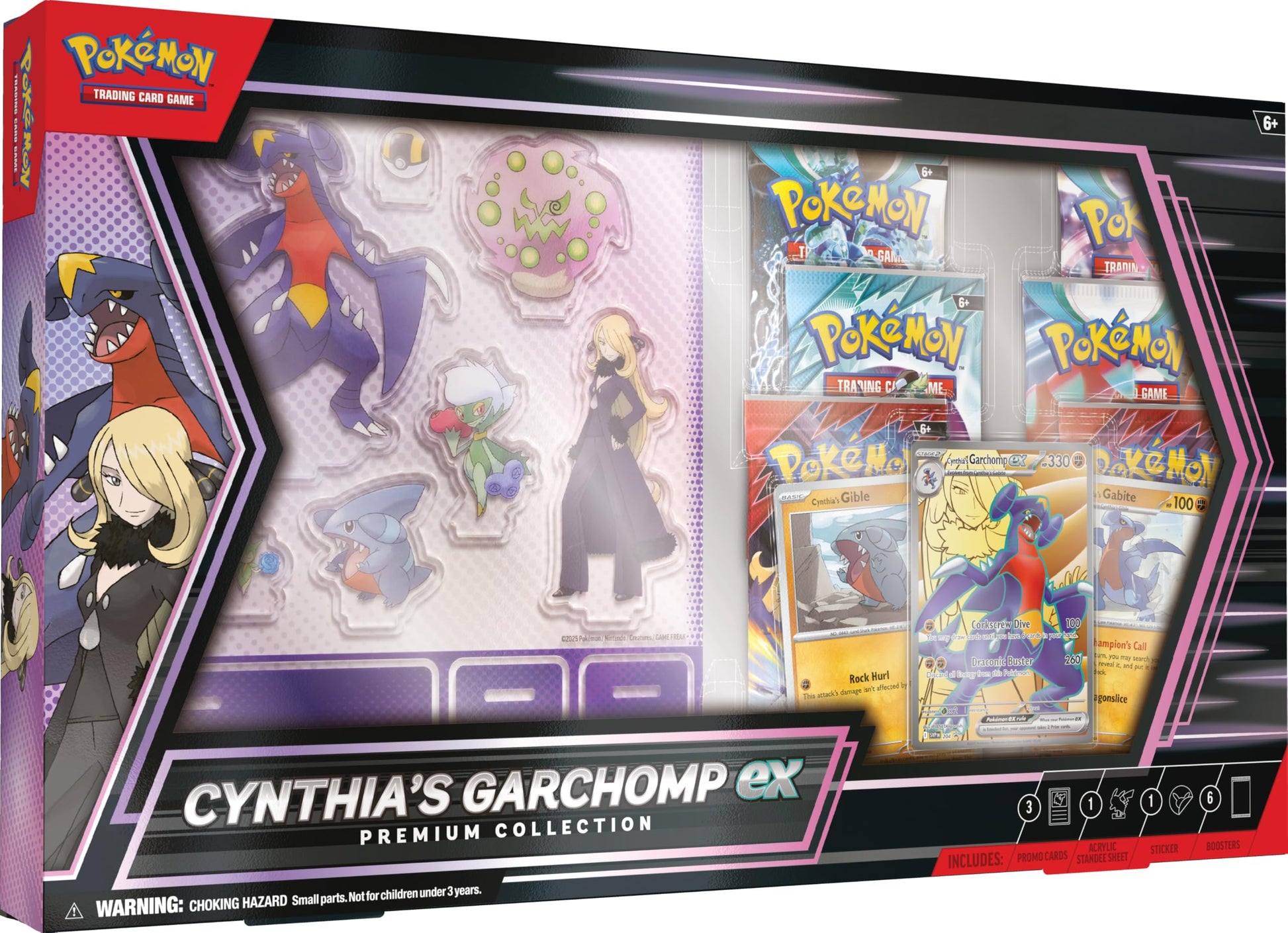 Pokemon TCG: Cynthias Garchomp ex enhanced Collection - 6 Packs  Stickers  Promos
