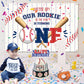 QUERICKY Baseball 1st Birthday Decoration Banner, 71x47in, Rookie Year Backdrop for Boys