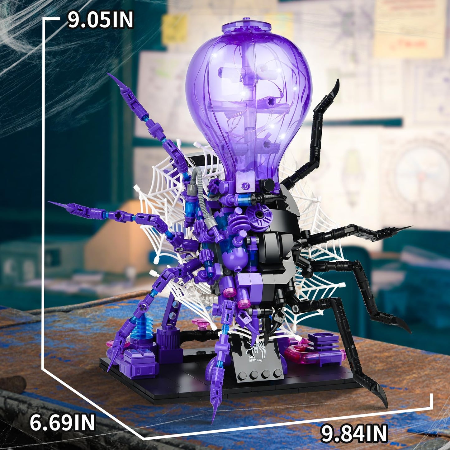 SATHIBI Mechanical Spider Building Set for mature-themed Building Toy with LED Light Play and Display Model Birthday Idea for Kids Boys Girls 8+ (573PCS)