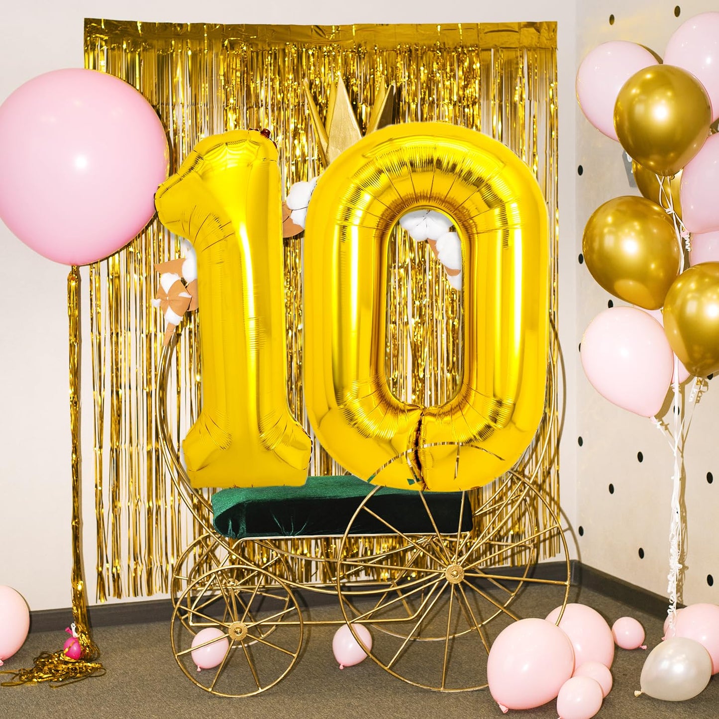 Pigetale 40 Inch Gold Large Number 1 Balloon For 1St Birthday Decoration, Giant Jumbo Self Inflating Foil Number Balloons 0-9 Fo