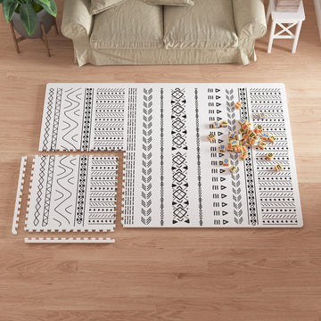 Tcbunny Extra Large Baby Play Mat - 4Ft X 6Ft Foam Puzzle Floor Mat For Kids & Toddlers (Mixed Marks White/Black)