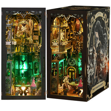 ETKVR Book Nook DIY Kit, Miniature House Dollhouse Kit for Adult and Teens, Booknook Bookshelf Decor Alley Model Build with LED 