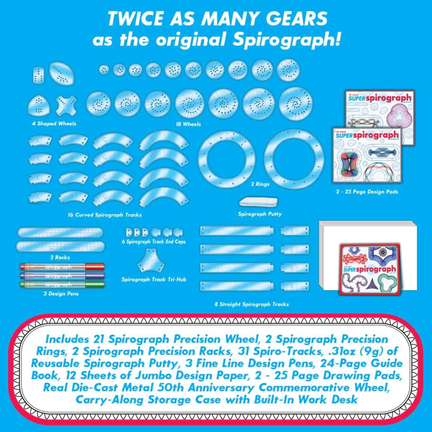 Spirograph Super 50th Anniversary Set -Arts and Crafts, Kids Toys, Art Supplies, Craft Supplies, Drawing Kit, Spiral Art, Classi