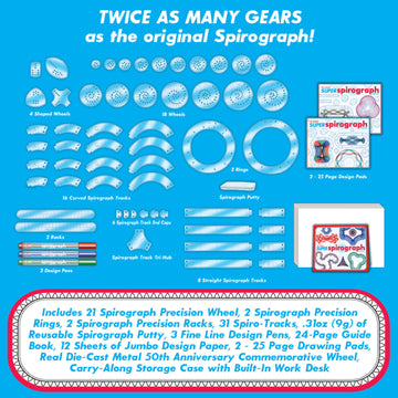 Spirograph Super 50th Anniversary Set -Arts and Crafts, Kids Toys, Art Supplies, Craft Supplies, Drawing Kit, Spiral Art, Classi