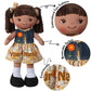 Personalized Snuggle Dolls, Custom Soft Brunette Baby Rag Doll, Yellow Checked Dress, 16 Inches, Muecas De Trapo Personalizadas