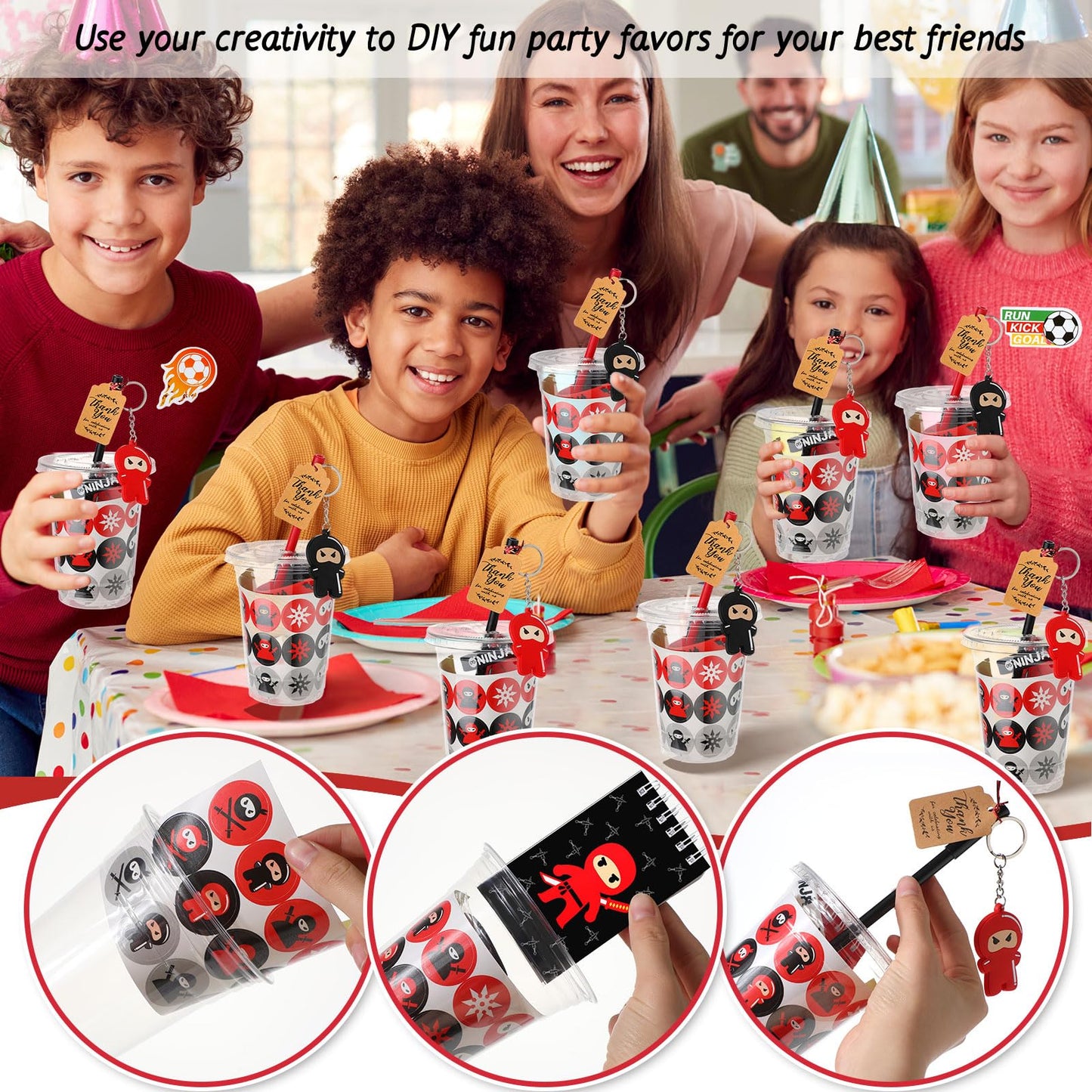 Wettarn Ninja Piata Ninja Party Supplies Include Stretchy Flying Ninjas Notepads Silicone Wristband Key Chains Stickers Stamps P