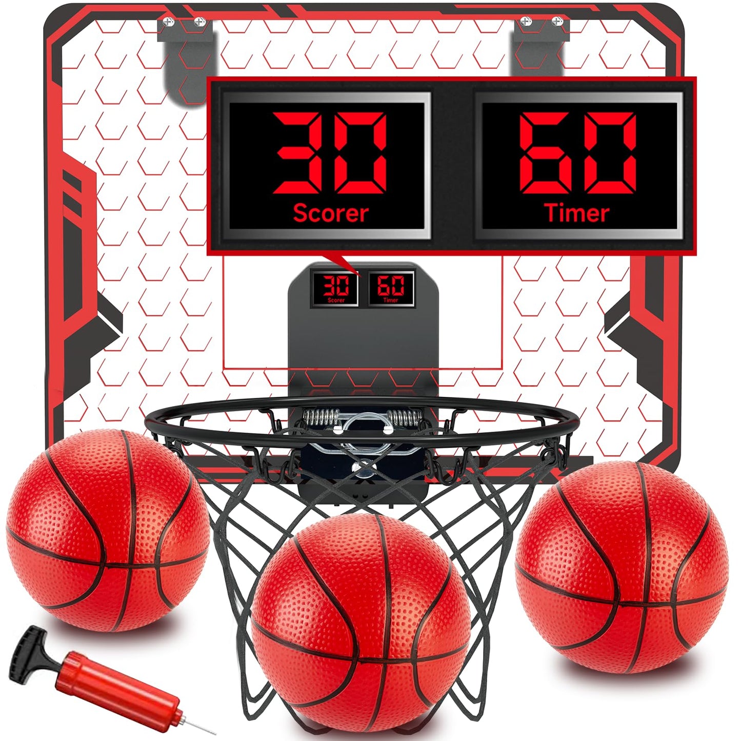 Figbush Basketball Hoop Indoor for Kids(4-12 Years Old), Over The Door Basketball Hoop with Scoring, Countdown and Music Accompa