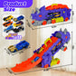 ISMETACU Dinosaur Ultimate Hauler Transport Track Truck - Transforms into Triceratops, Includes 8 Die-Cast Cars, Purple, Model DT-1