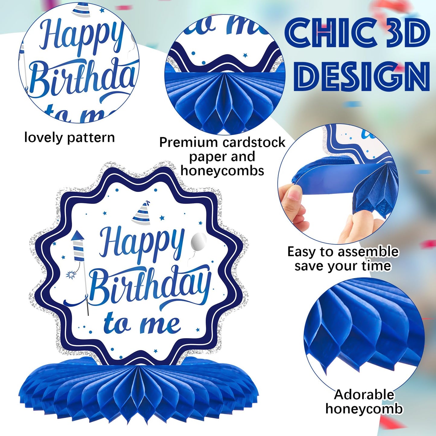 Clabby 12 Pieces Happy Birthday Decorations Birthday Honeycomb Centerpieces For Table Decorations Birthday Honeycomb Table Toppe