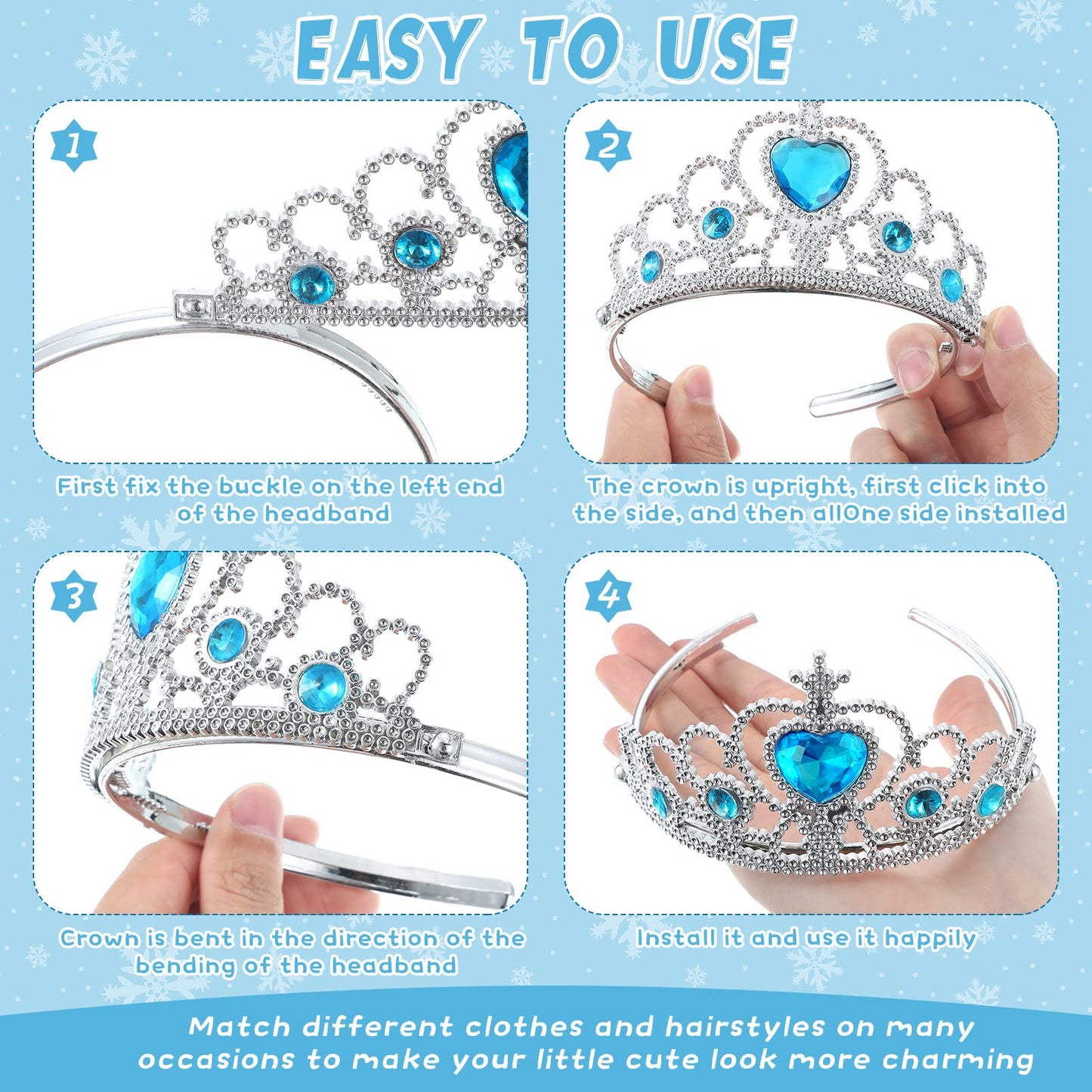 Zhanmai 24 Pcs Princess Crown Set Girl Plastic Tiara Dress up Costume Valentine Day Rhinestone Tiara Birthday Favor(Blue)