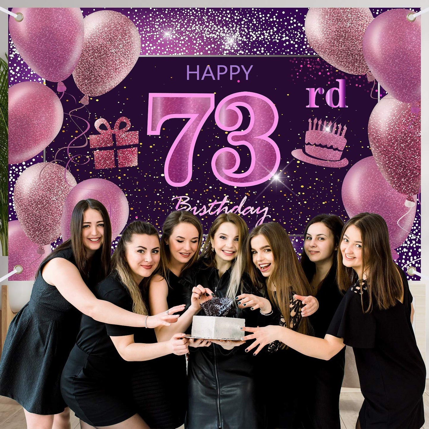 73Rd Birthday Decorations For Girls Imisi Happy Birthday Banner Pink Decorations For A Party Birthday Backdrop For Women