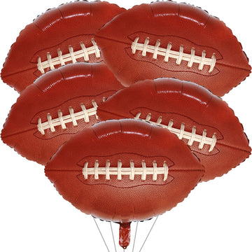 5 Pieces Large Football Party Balloons, Brown Football Shaped Mylar Foil Balloons Sports Theme Party Decorations For Boys Men Fo
