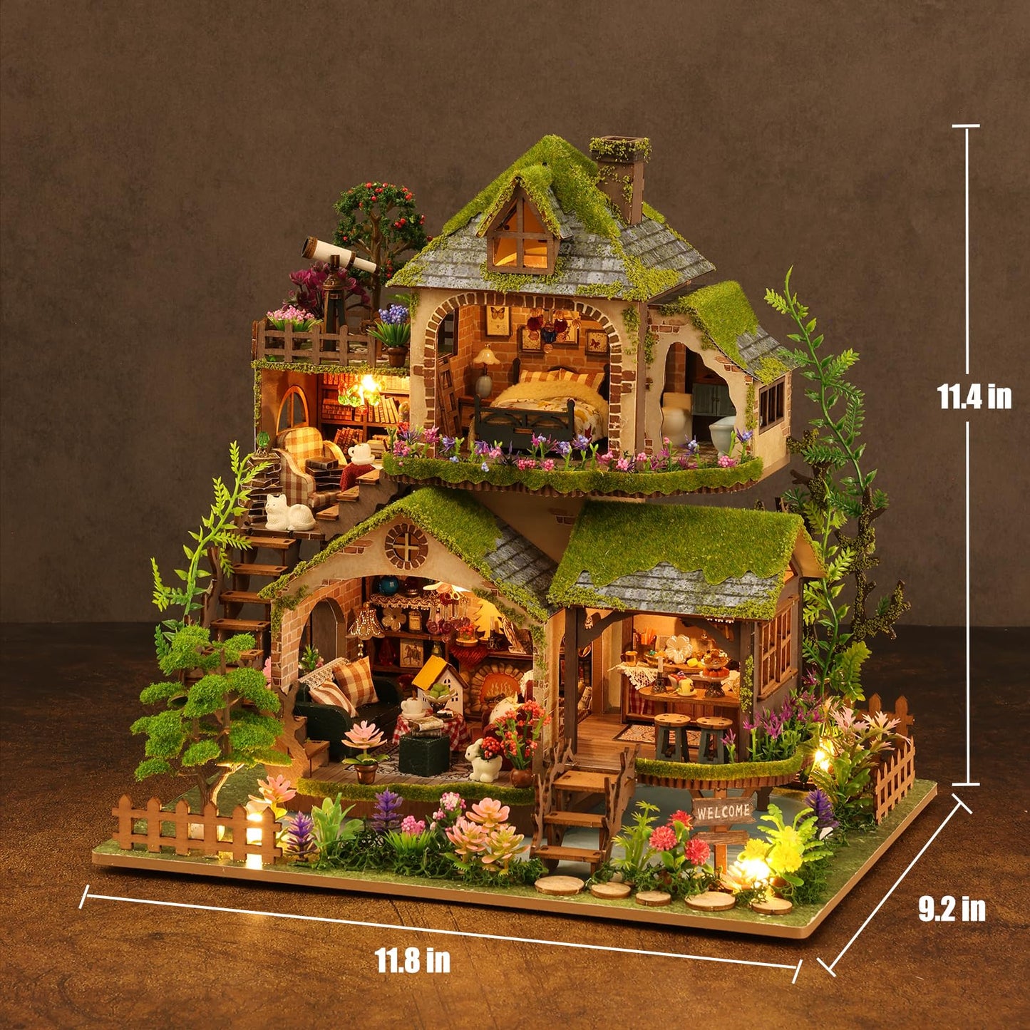 Lannso DIY Dollhouse Miniature Kit  Doll House Kit  Mini Handmade Wooden Dollhouse Toys for mature-themed Gift (EA002)