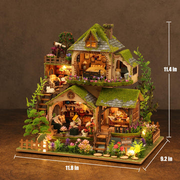 Lannso DIY Dollhouse Miniature Kit  Doll House Kit  Mini Handmade Wooden Dollhouse Toys for mature-themed Gift (EA002)