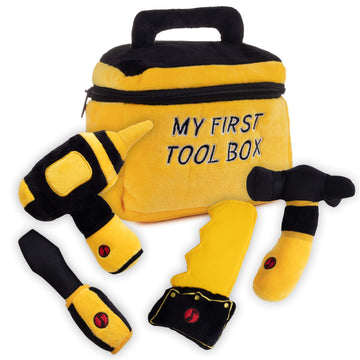 Talking Plush Set for Toddlers | Includes Cuddly Hammer, Handsaw, Screwdriver, Hand Drill, & Zippered Tool Box with Cool Sounds 