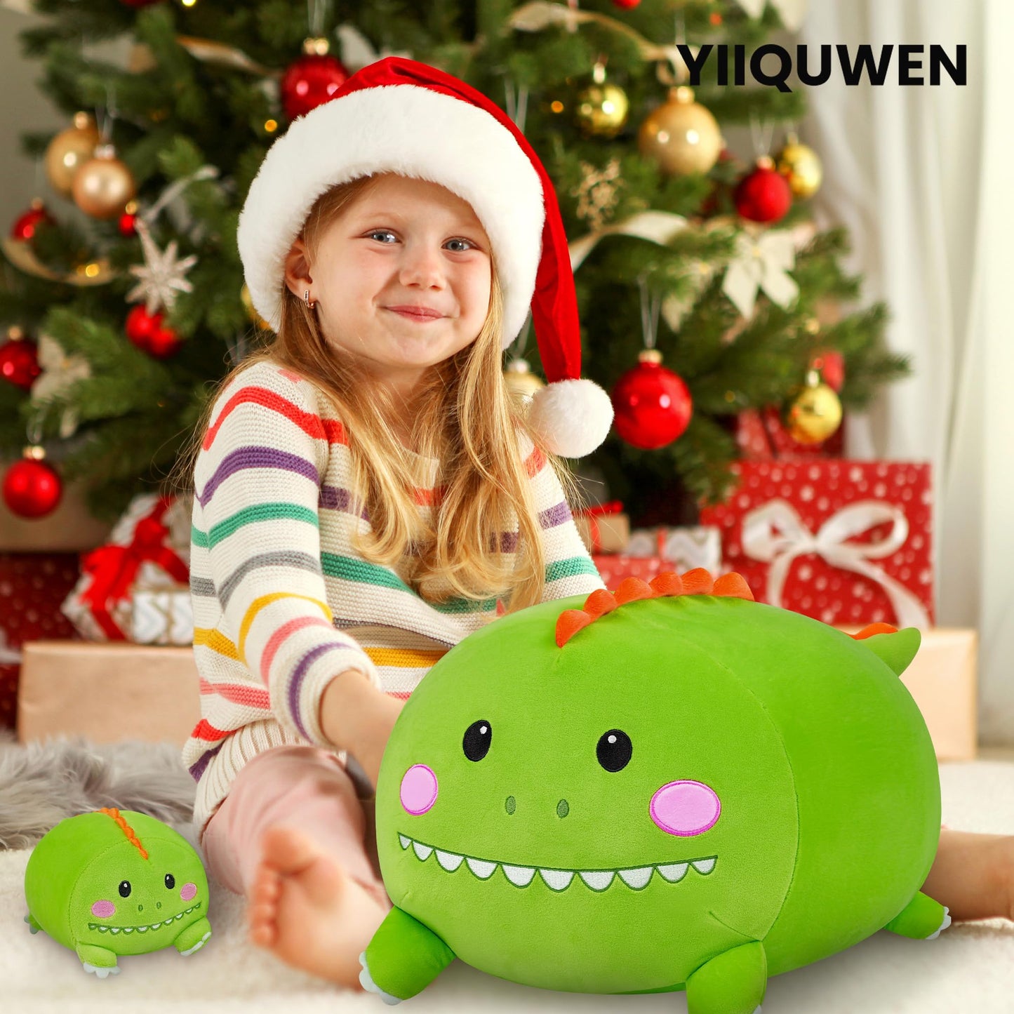 YIIQUWEN Dinosaur Plush, Stuffed Animal Set with 4 Baby Dinos, Soft Stuffed Toy Pillow, Cute Birthday Gift for Kids Boys Girls (