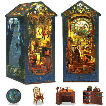 Catcrafter Book Nook Kit - Detective Agency Booknook For Bookshelf Decor, Diy Miniature House Kit, 3D Wooden Puzzle Dollhouse, C