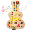 Wooden Montessori Musical Busy Board For Toddlers For 3-5 Year-Old With Mechanical Turner, Colorful Bulbs, Switches, Buttons - E