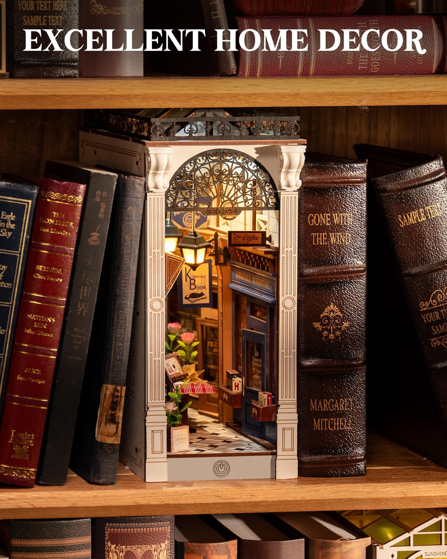 Robotime Diy Book Nook Kits Dollhouse Room Bookstore Miniature House With Led Light 3D Wooden Puzzles For Adults Booknook Booksh