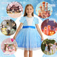 Benylion Princess Dress For Girls Princess Dresses Party Wear Puff Sleeve Tulle Dress For 2-3 Years,Paleblue