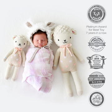 Cuddle + Kind Pastel Lucy The Lamb Little 13'' Hand-Knit Doll - 1 Doll = 10 Meals, Fair Trade, Heirloom Quality, Handcrafted In